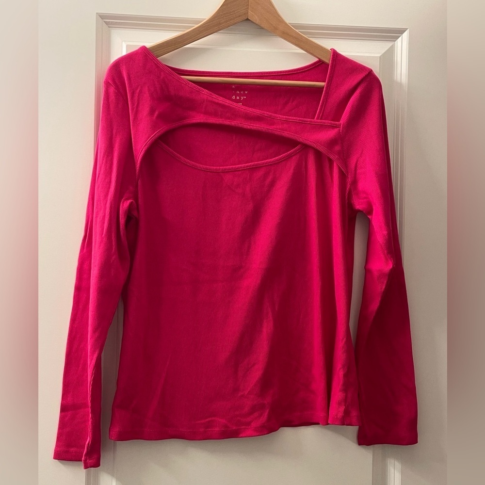 a new day Bright Pink Long Sleeve Top